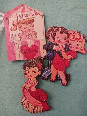 24 Vintage Repro Valentine Cuties Wooden Tags New  Crafts Gifts